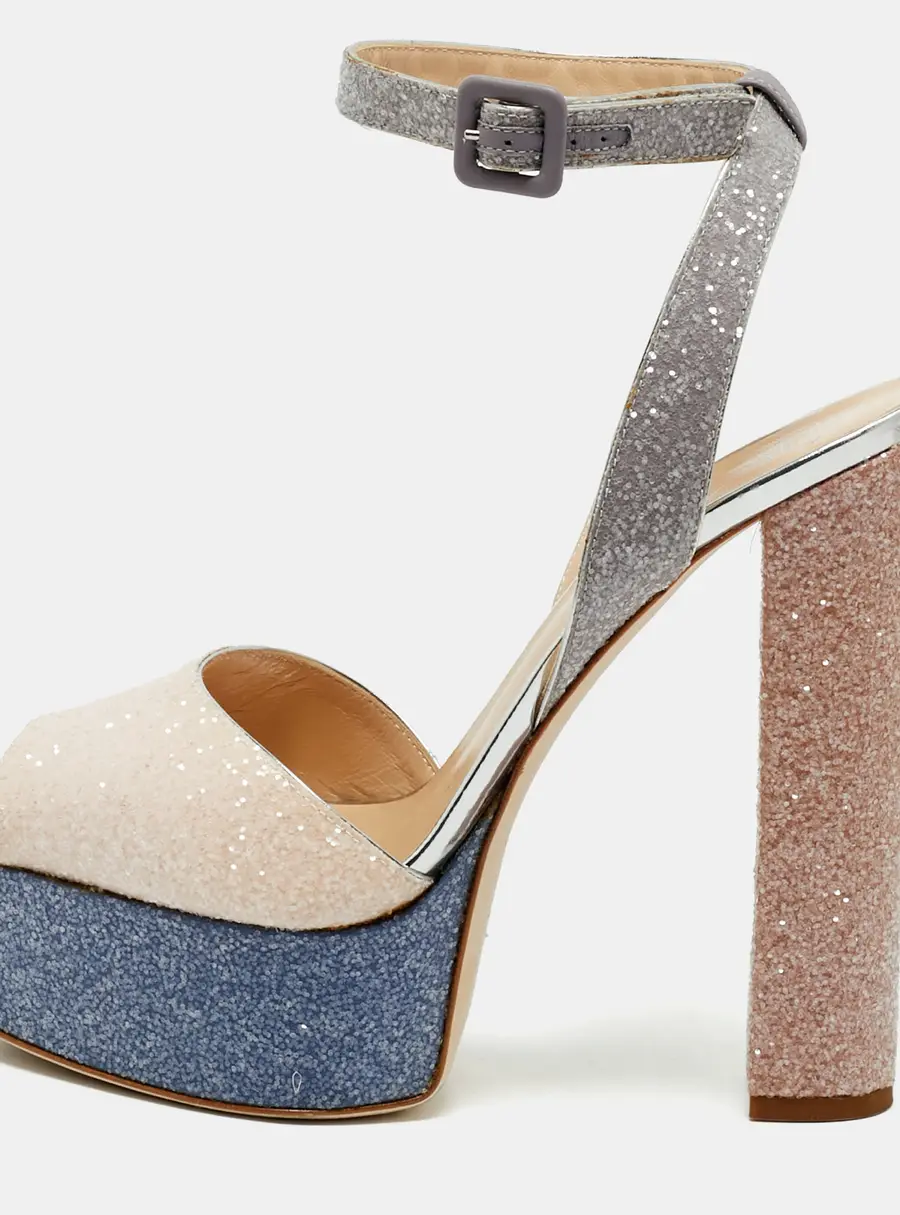 Giuseppe Zanotti Multicolor Glitter Lavinia Platform Sandals Size 40