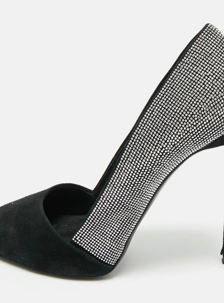 Giuseppe Zanotti Black Suede Crystal Embellished Pumps Size 39