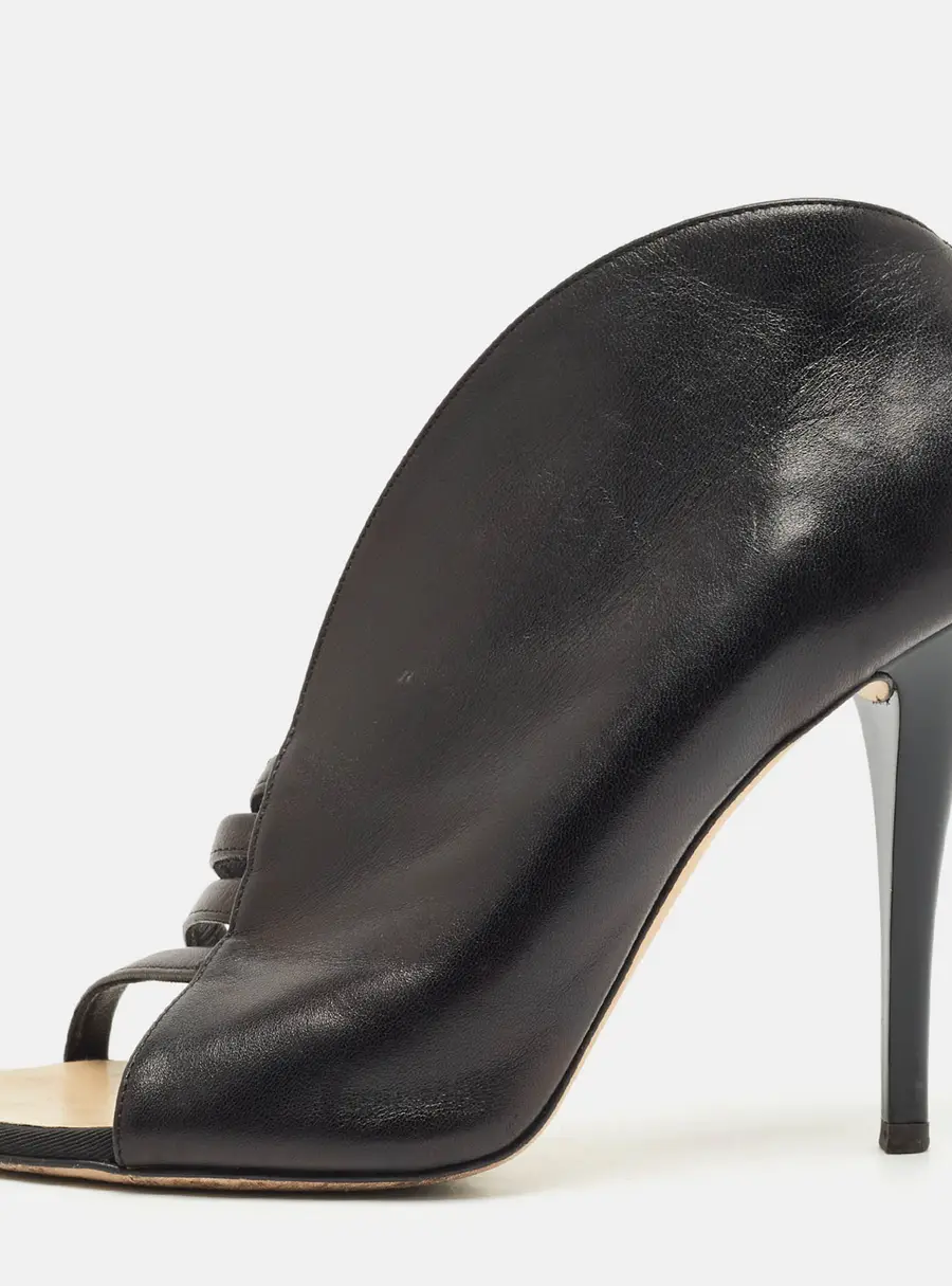 Giuseppe Zanotti Black Leather Cut Out Sandals Size 38.5