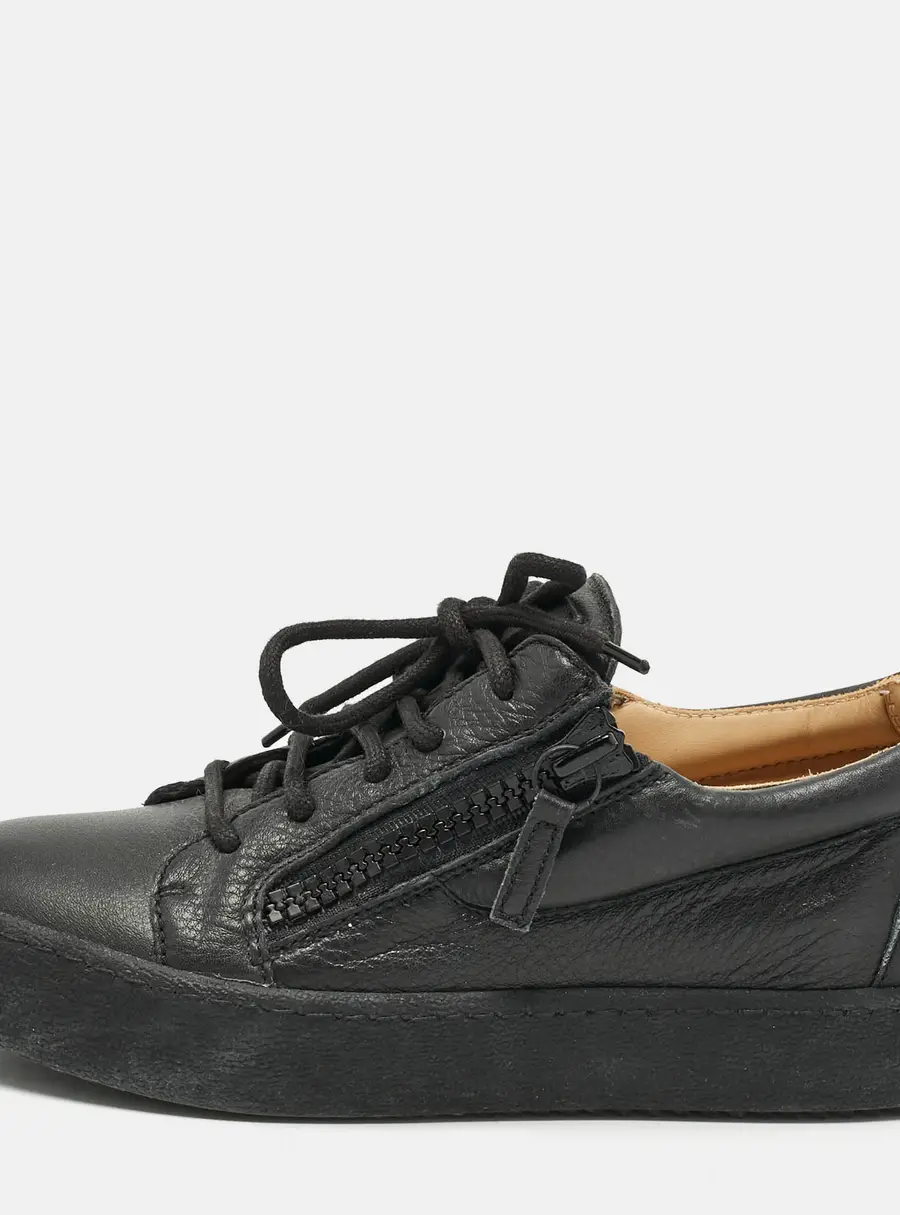 Giuseppe Zanotti Black Leather Frankie Low Top Sneakers Size 37