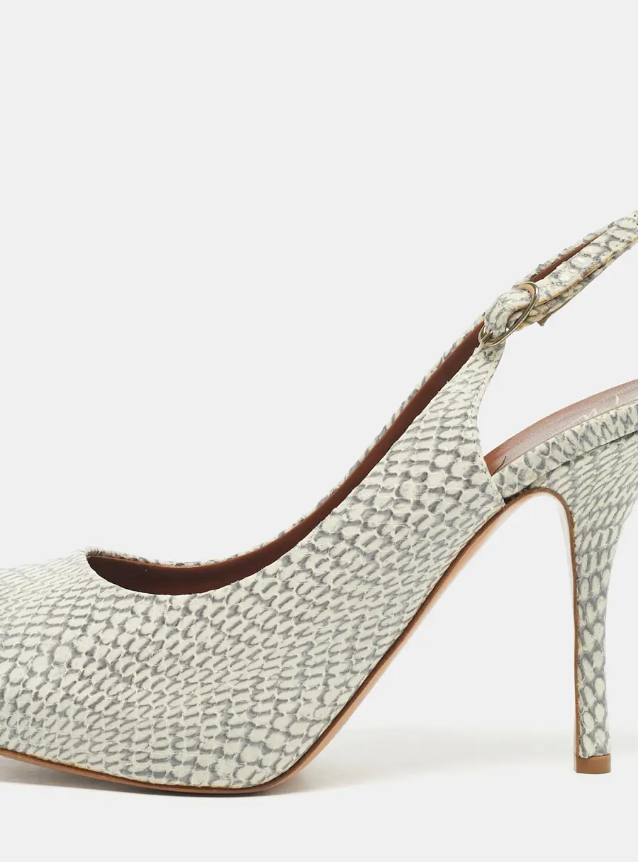 Giuseppe Zanotti Grey/White Python Embossed Leather Peep Toe Slingback Pumps Size 41