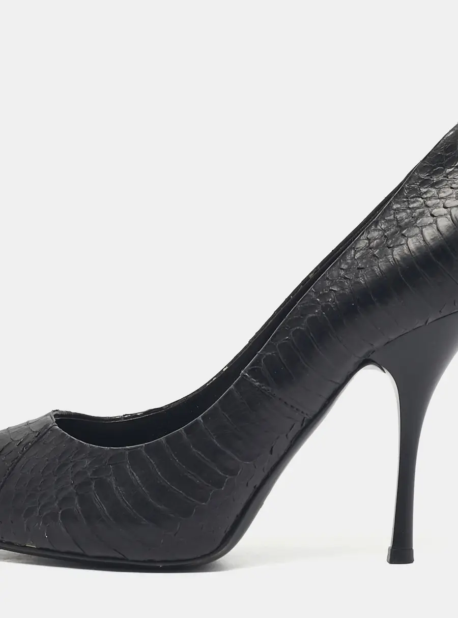 Giuseppe Zanotti Black Python Leather Platform Peep Toe Pumps Size 36