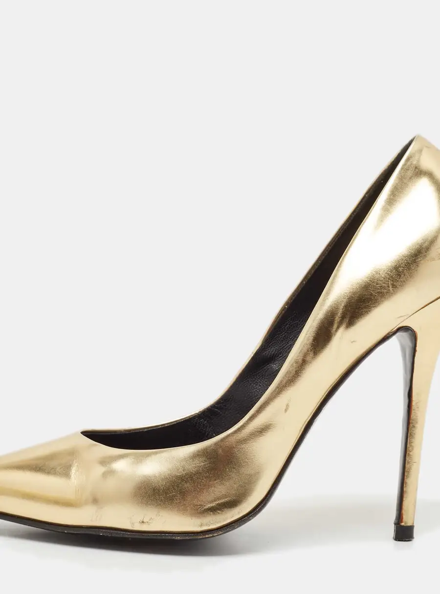 Giuseppe Zanotti Gold Leather Pointed Toe Pumps Size 41