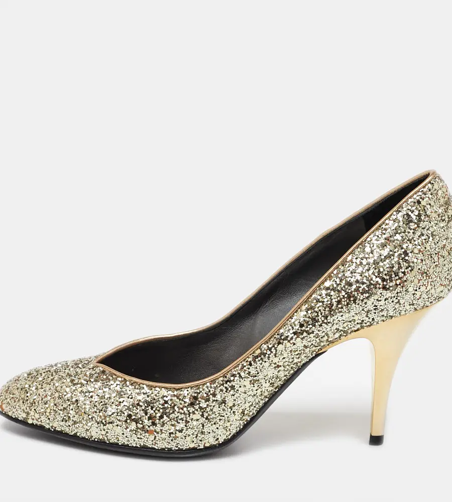 Giuseppe Zanotti Gold Glitter Round Toe Pumps Size 39.5