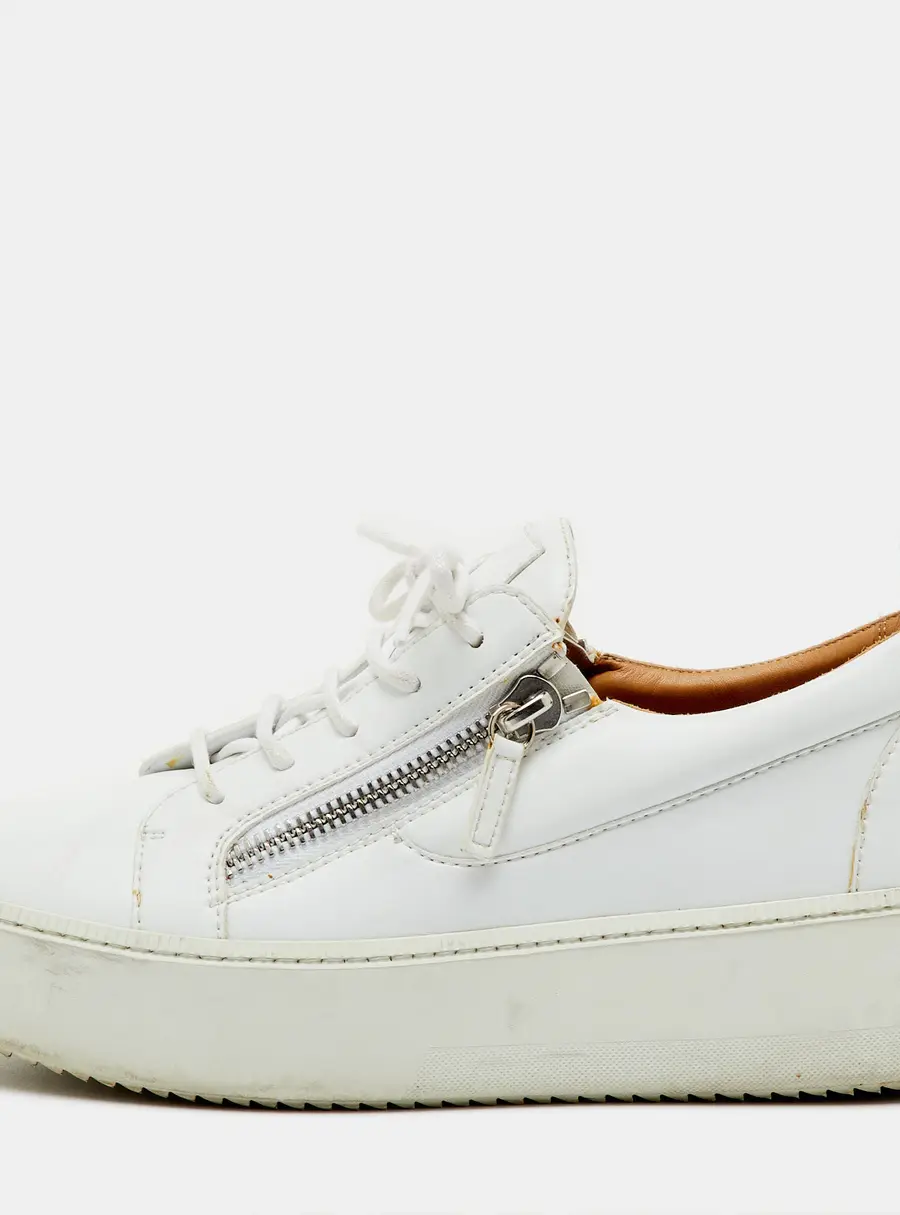 Giuseppe Zanotti White Leather Frankie Low Top Platform Sneakers Size 41