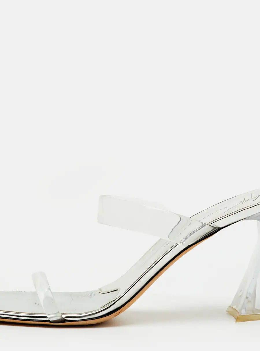 Giuseppe Zanotti Transparent/Silver PVC Flamina Flexi Slide Sandals Size 40.5