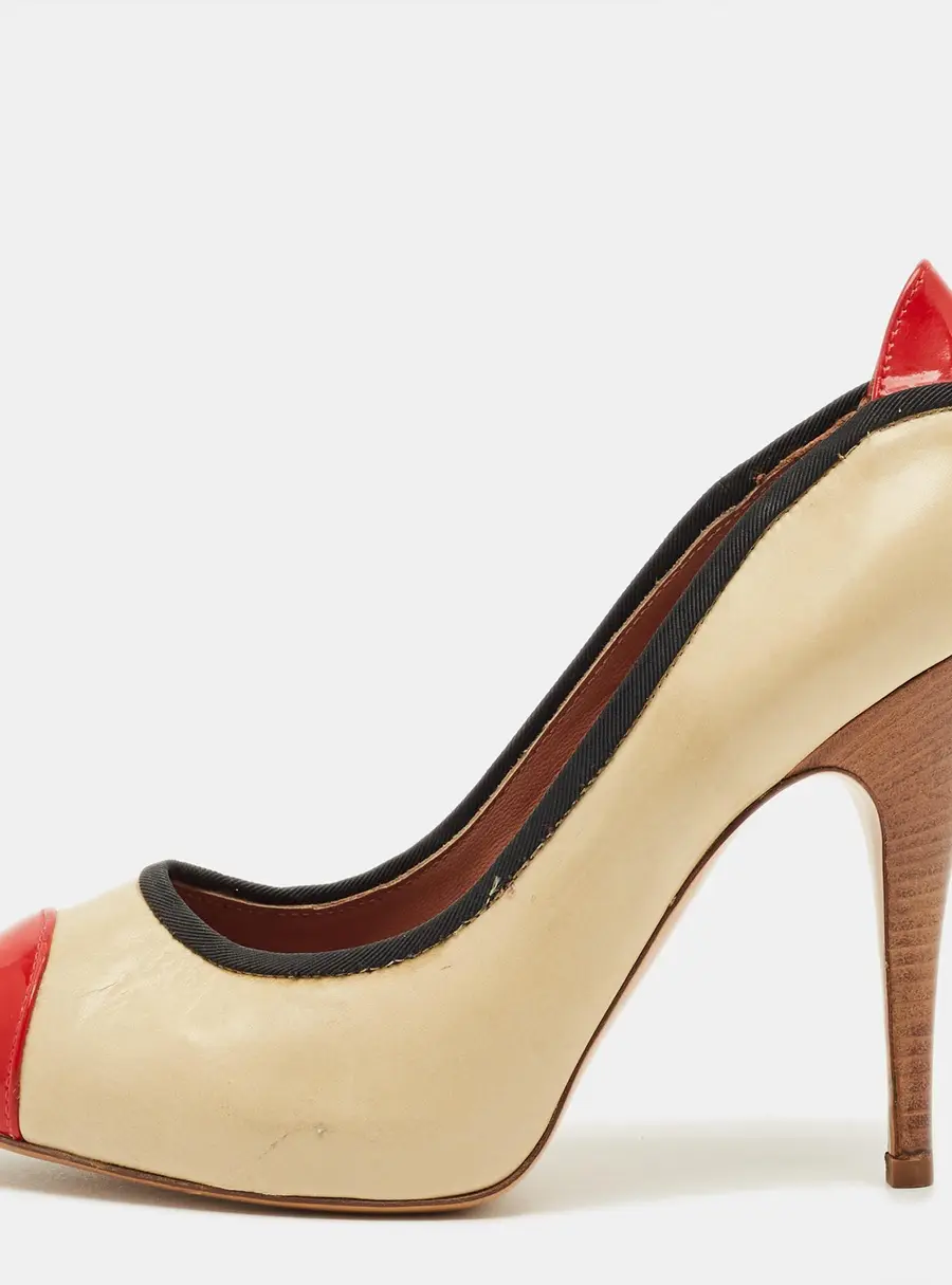 Giuseppe Zanotti  Tricolor Leather and Patent Leather Cap Toe Pumps Size 38