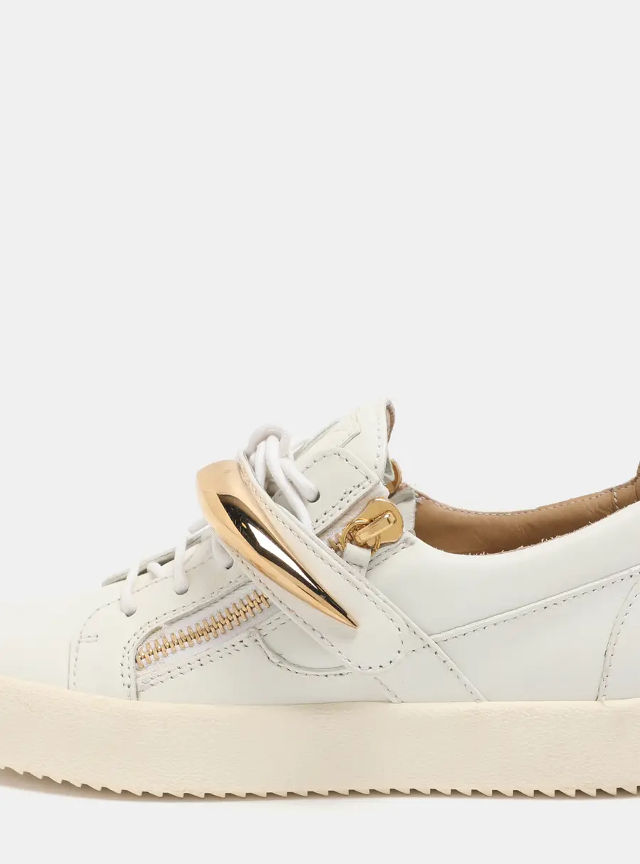 Giuseppe Zanotti Shark Tooth Size 40 White Leather Low Top Sneakers