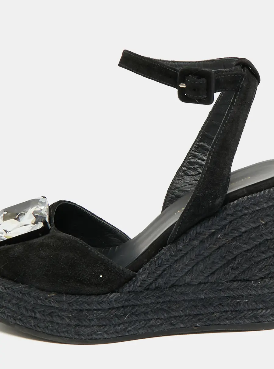 Giuseppe Zanotti Size 39 Black Suede Wedge Sandals