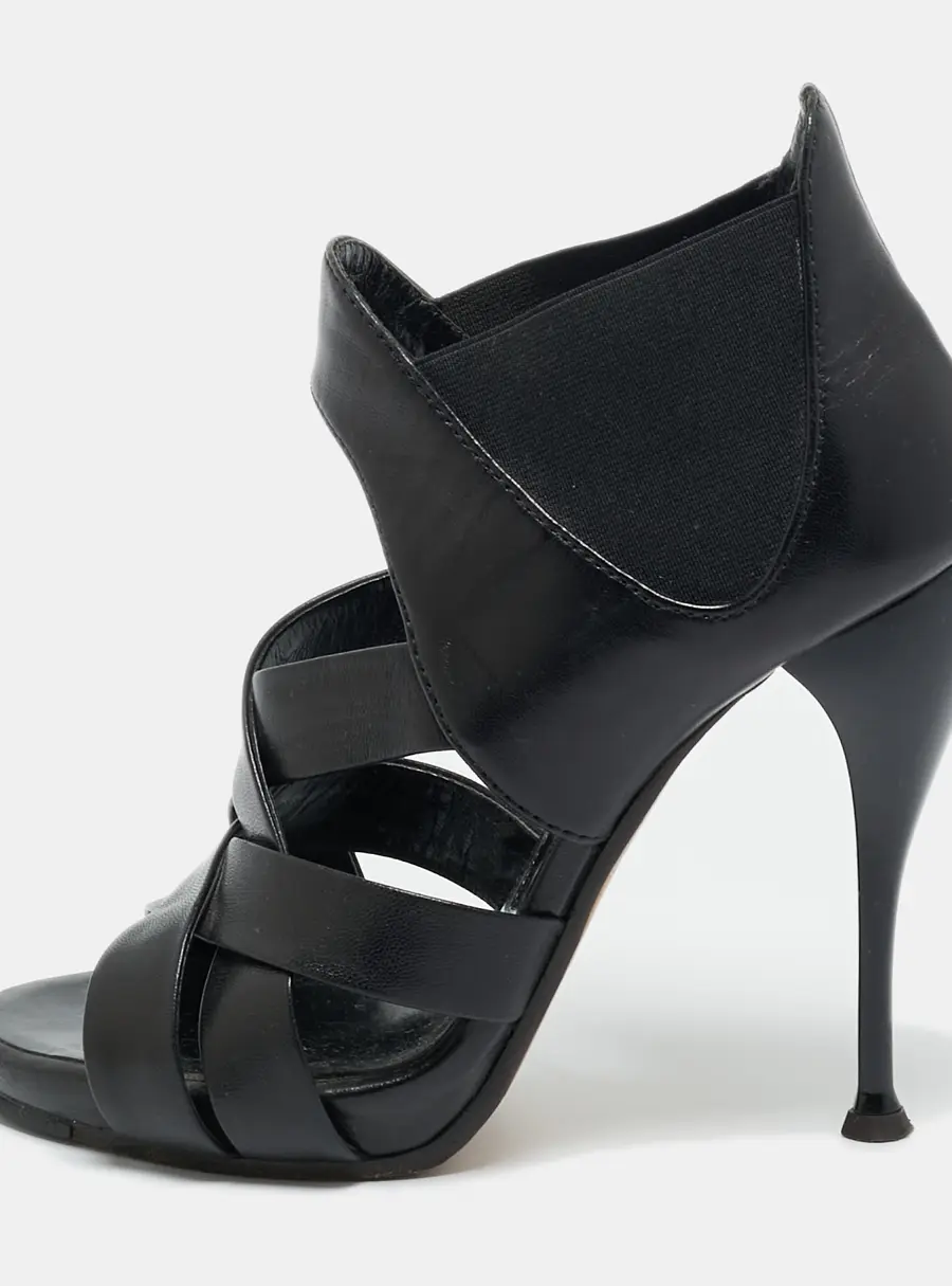 Giuseppe Zanotti Black Leather Crisscross Ankle Strap Sandals Size 36.5