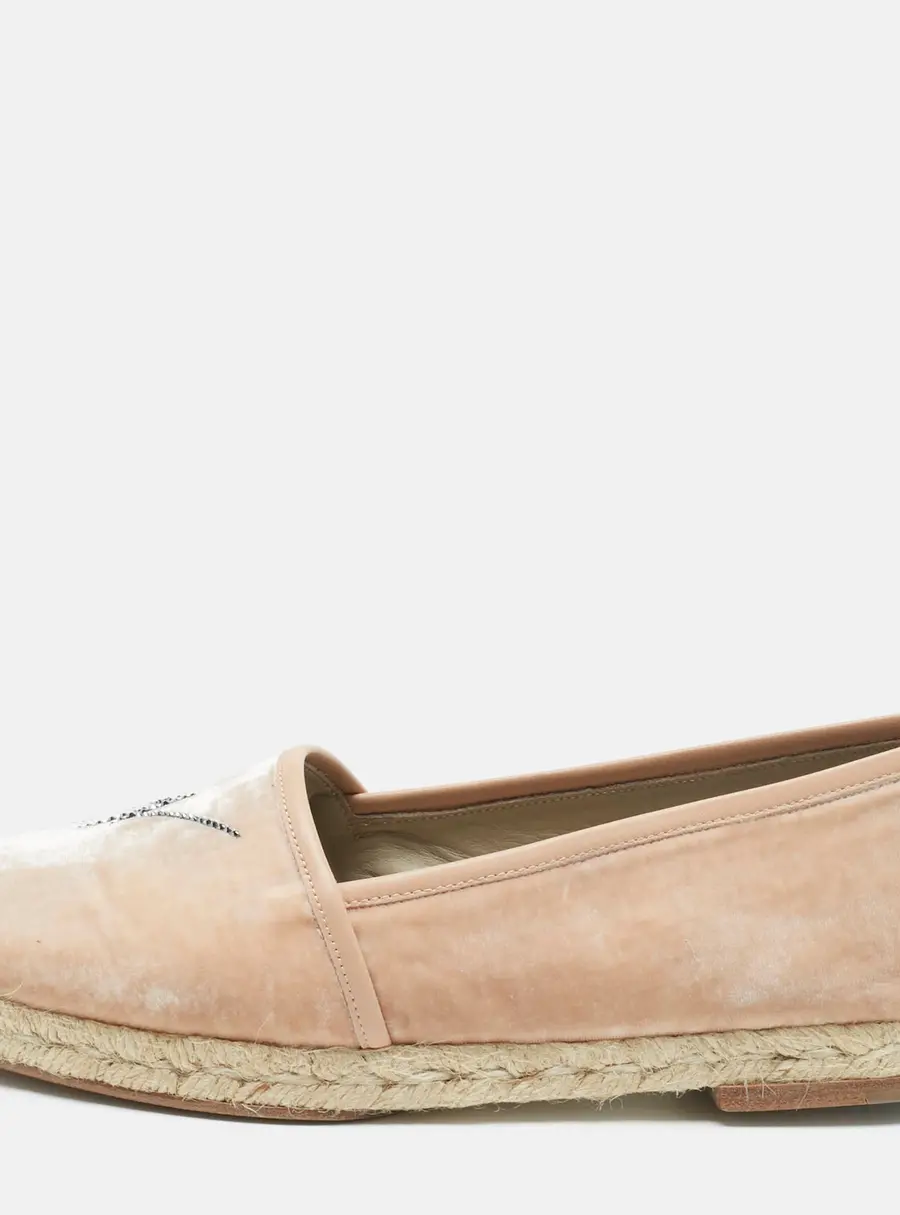 Giuseppe Zanotti Beige Leather and Velvet Espadrille Flats Size 39