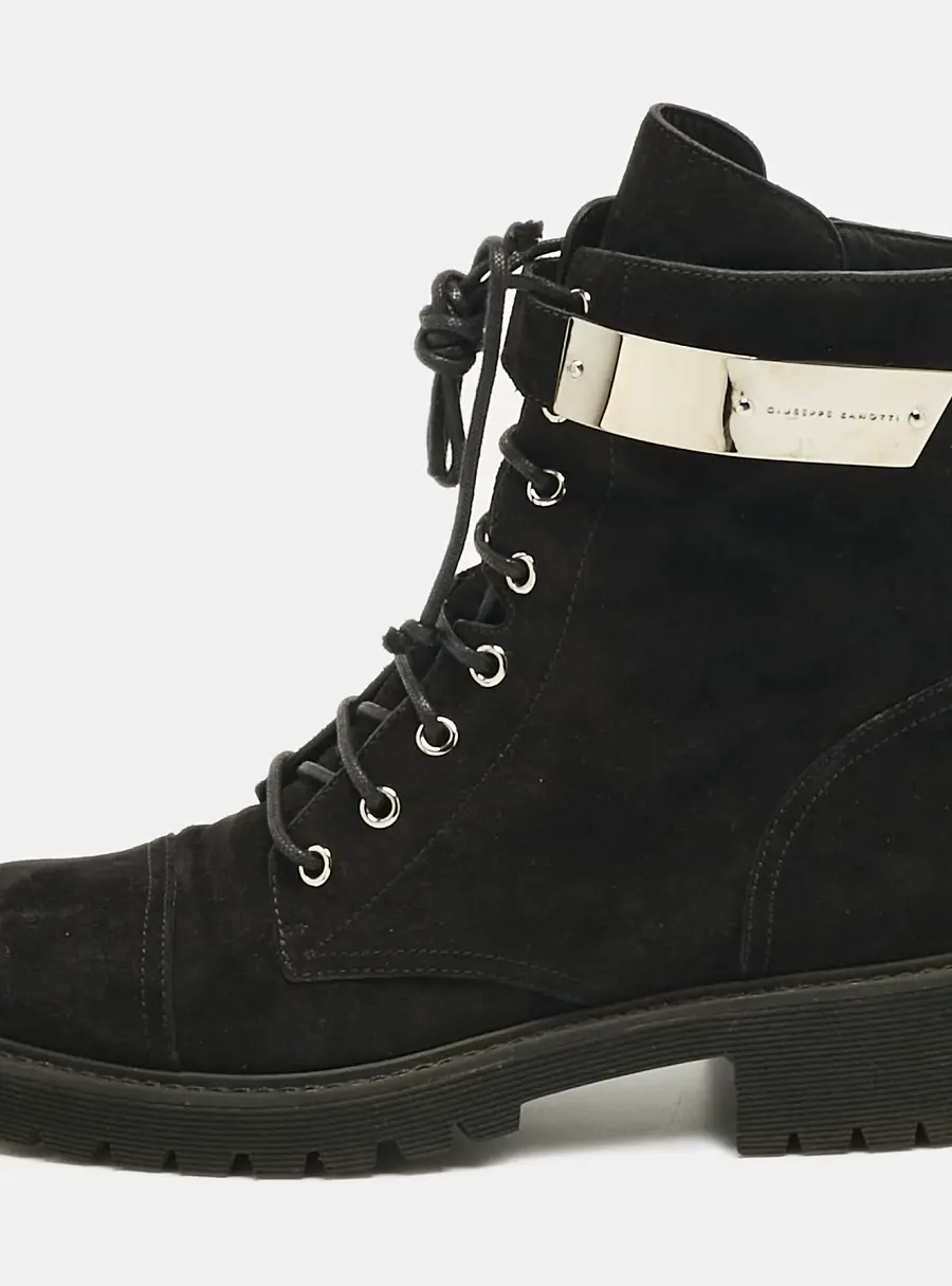 Giuseppe Zanotti Black Suede Kommando Combat Boots Size 40