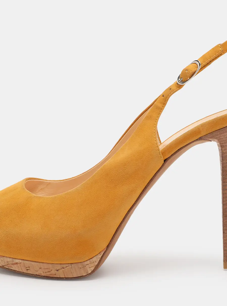 Giuseppe Zanotti Yellow Suede Slingback Platform Pumps Size 39.5