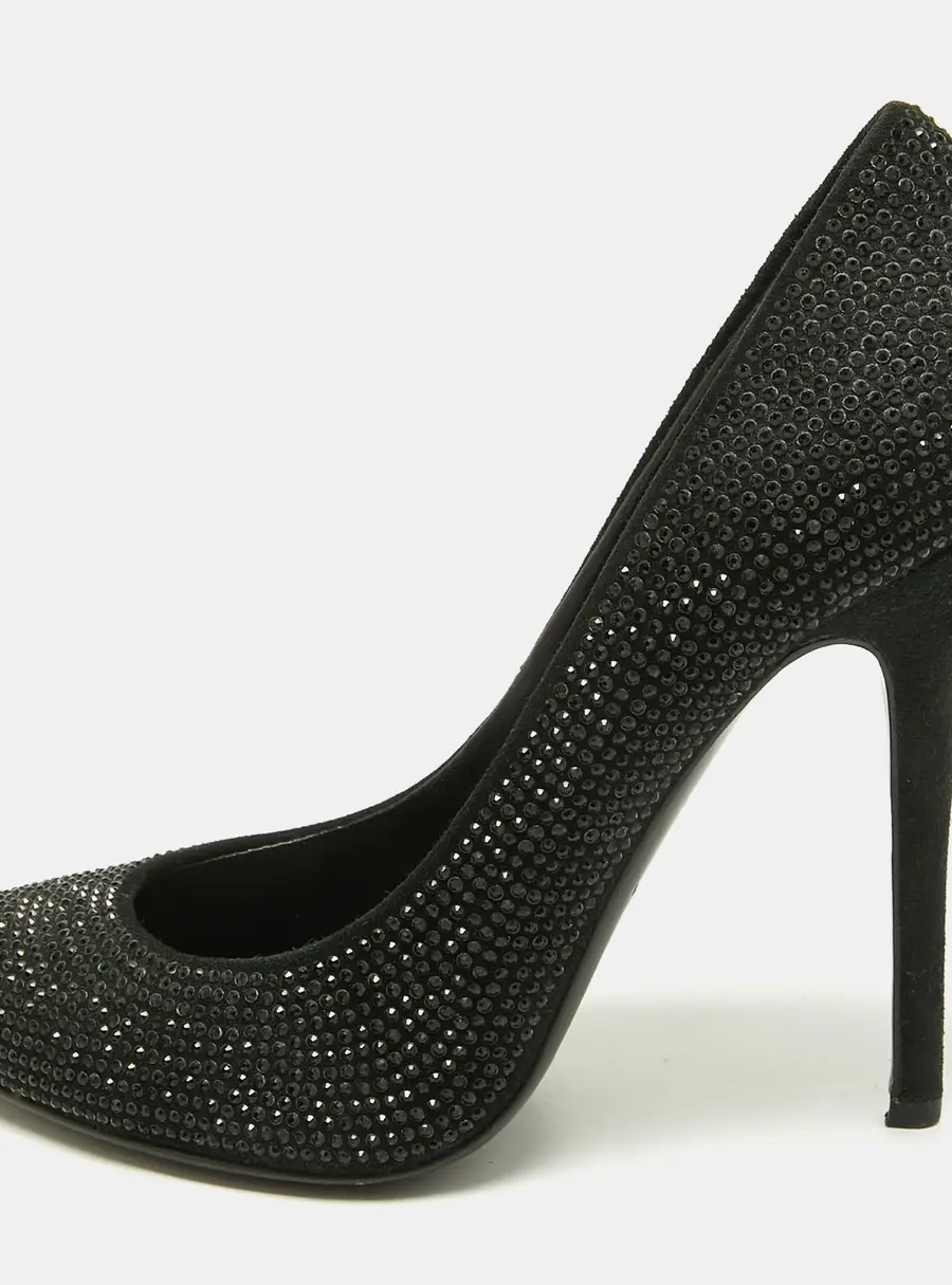 Giuseppe Zanotti Size 38 Black Suede Crystal Embellished Pumps