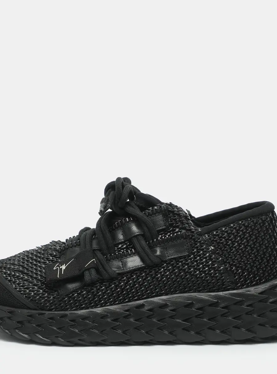 Giuseppe Zanotti Urchin Size 38 Black Textured Rubber Low Top Sneakers