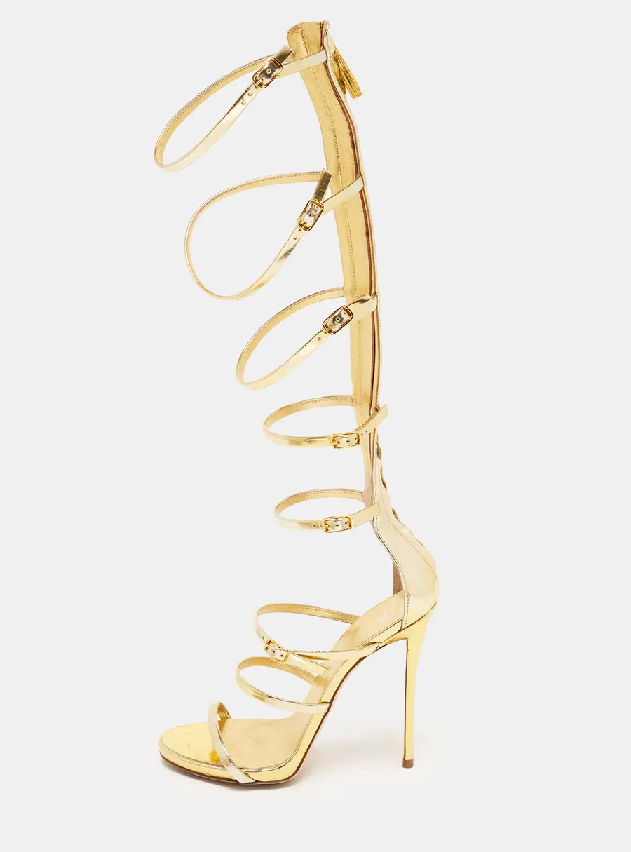Giuseppe Zanotti Size 37 Metallic Leather Gladiator Sandals