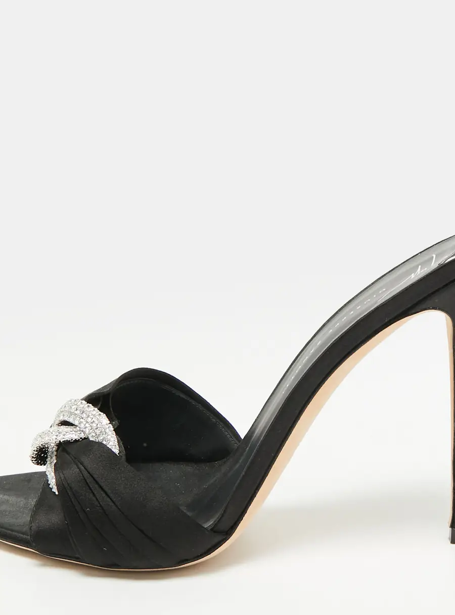 Giuseppe Zanotti Clandestino Size 40 Black Satin Slide Sandals