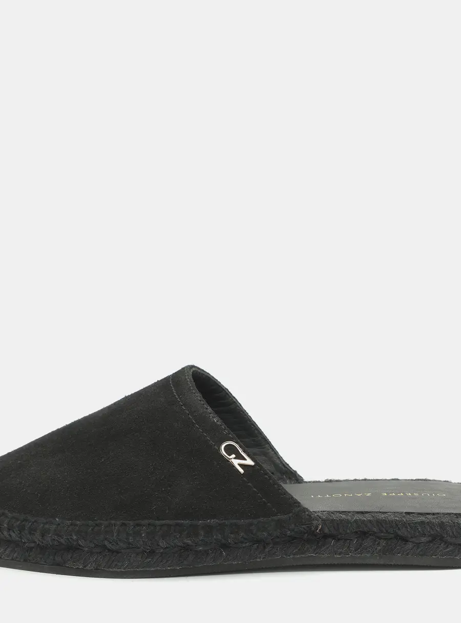 Giuseppe Zanotti Size 38 Black Suede Espadrilles Mules