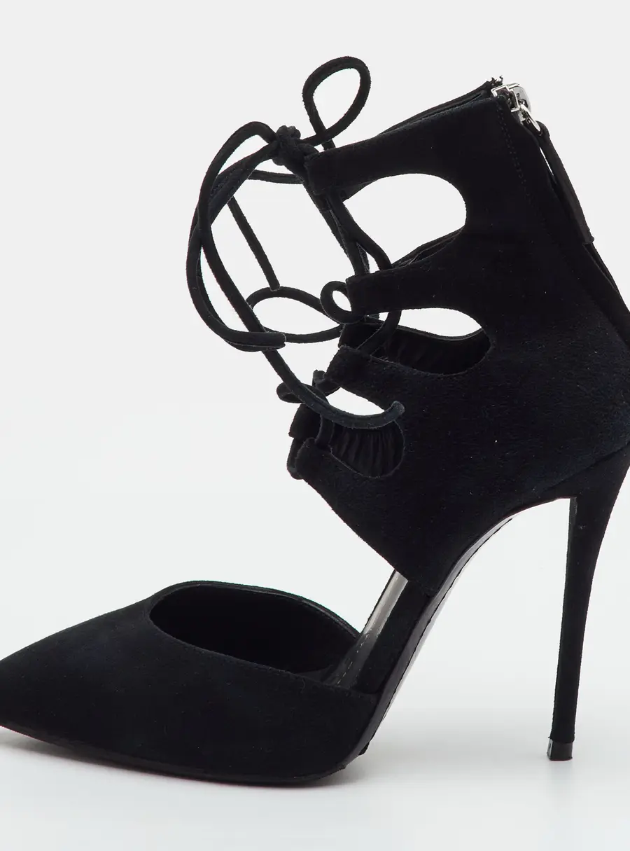 Giuseppe Zanotti Belgravia Size 36.5 Black Suede Lace Up Pumps