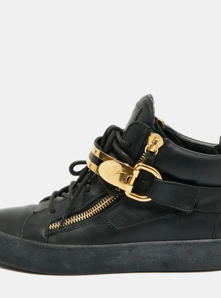 Giuseppe Zanotti Coby Size 42 Black Leather High Top Sneakers