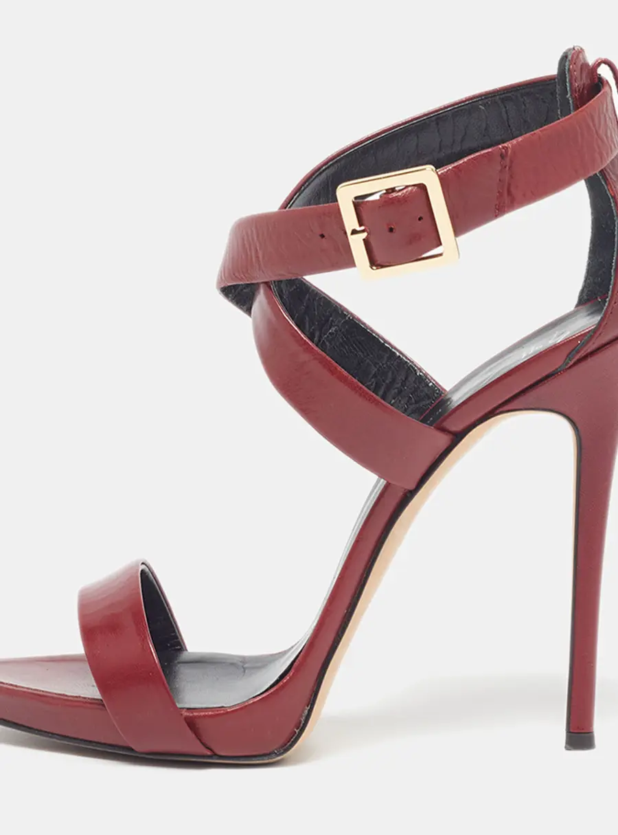Giuseppe Zanotti Bellis Size 39 Burgundy Leather Ankle Strap Sandals