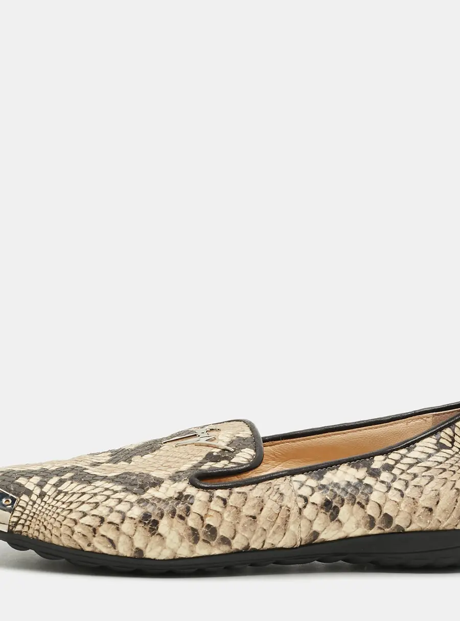 Giuseppe Zanotti Size 36 Beige Python Embossed Leather Smoking Slippers