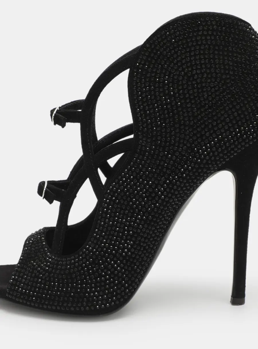 Giuseppe Zanotti Size 39 Black Rhinestone and Suede Booties