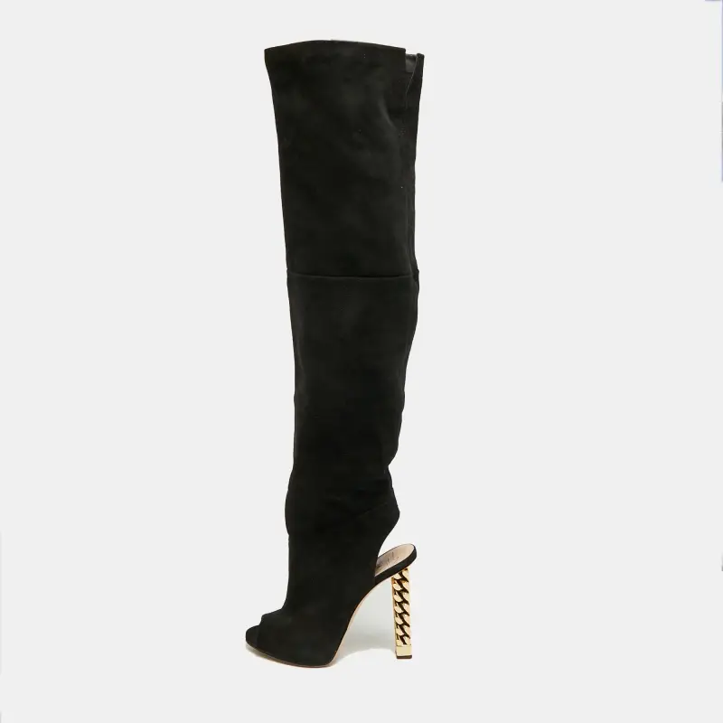 Giuseppe Zanotti Size 38 Black Suede Over The Knee Boots