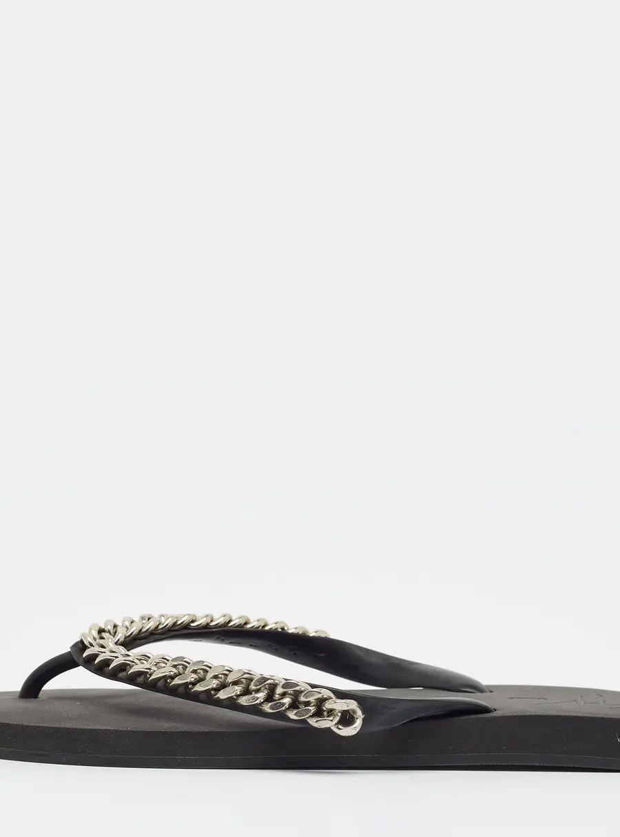 Giuseppe Zanotti Florida Size 43 Black Rubber Flip Flops