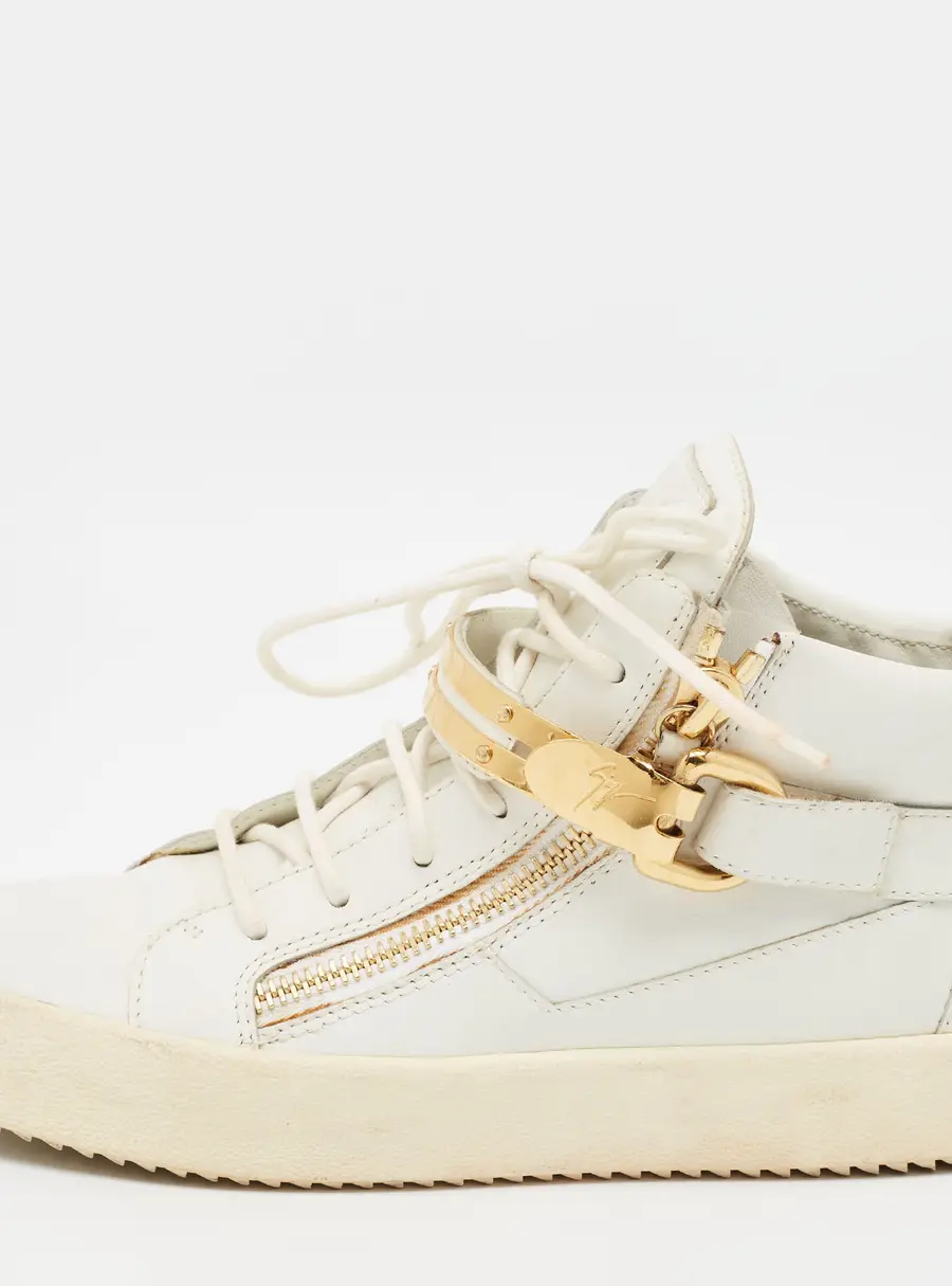 Giuseppe Zanotti Coby Size 41 White Leather Zipper High Top Sneakers