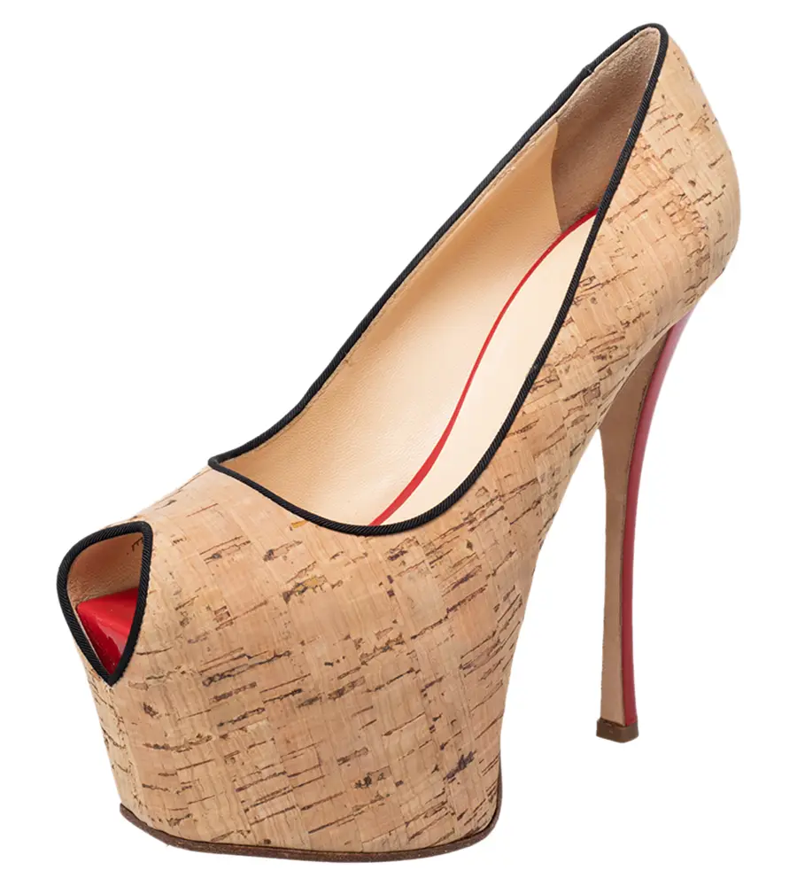 Giuseppe Zanotti Beige Cork Liza Peep Toe Platform Pumps Size 38