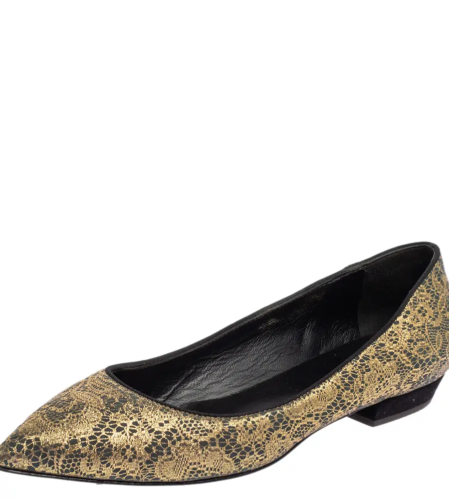Giuseppe Zanotti Metallic Gold  Textile Fabric  Ballet Flats Size 37
