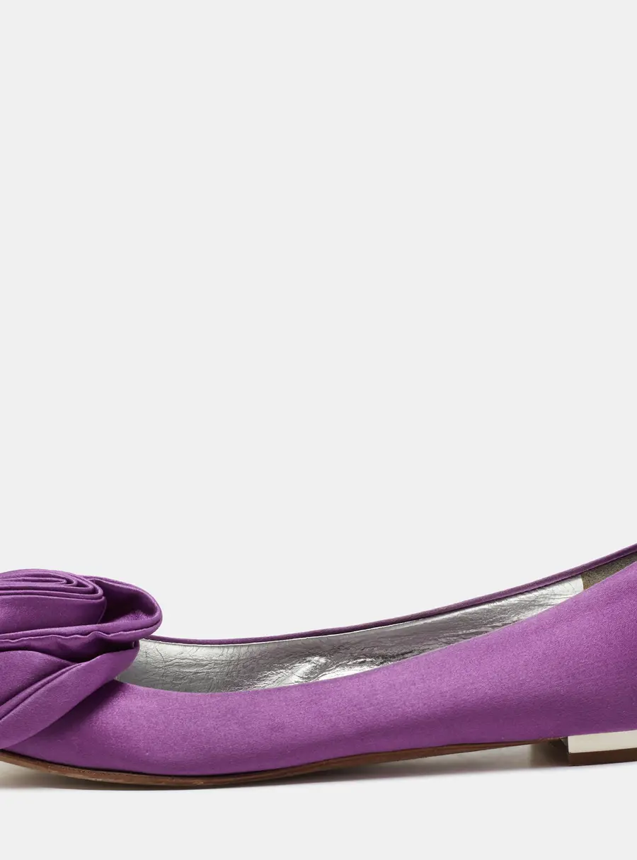 Giuseppe Zanotti Purple Satin Flower Applique Ballet Flats Size 37.5