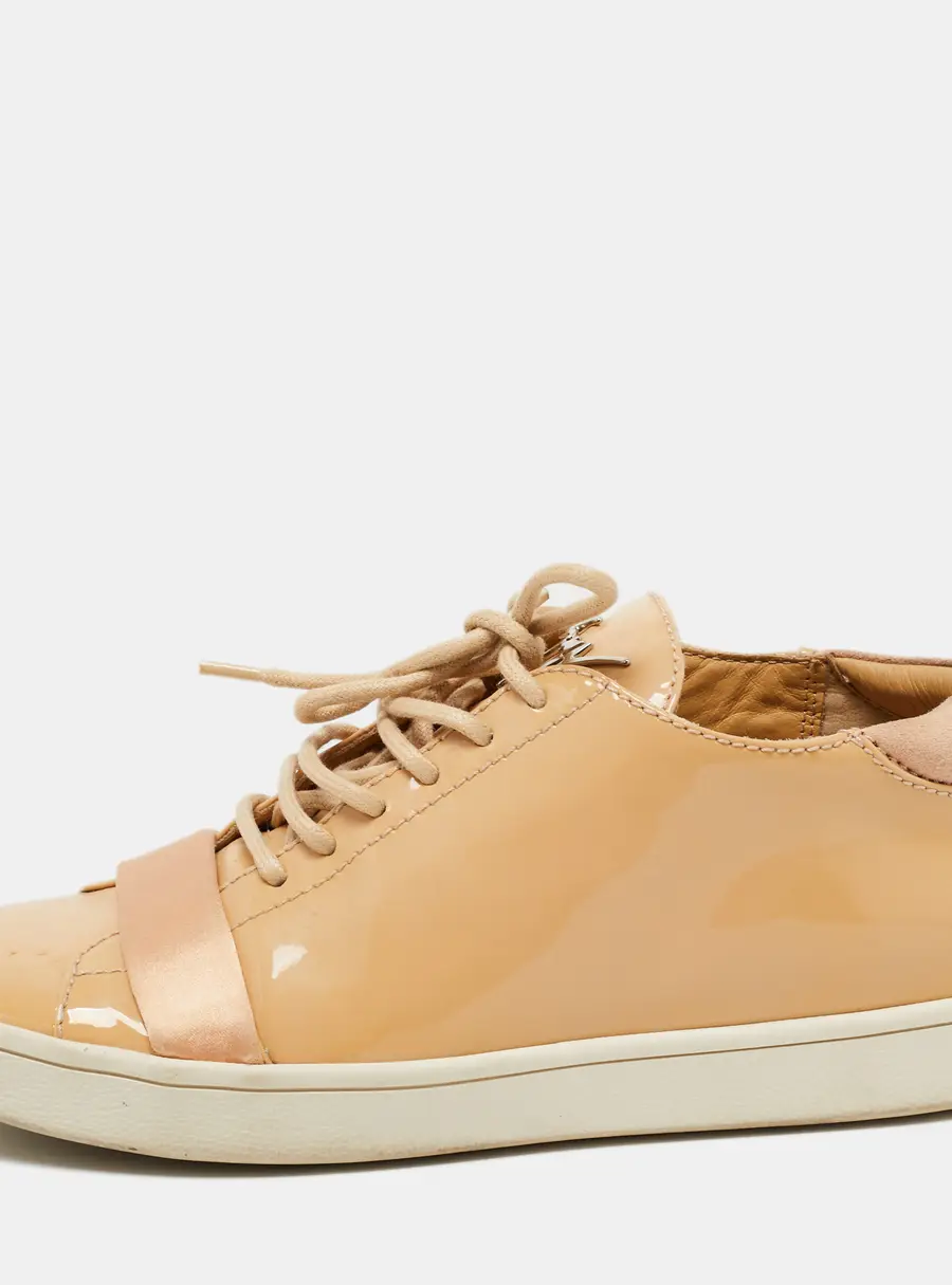 Giuseppe Zanotti Beige Patent Leather Low Top Sneakers Size 37