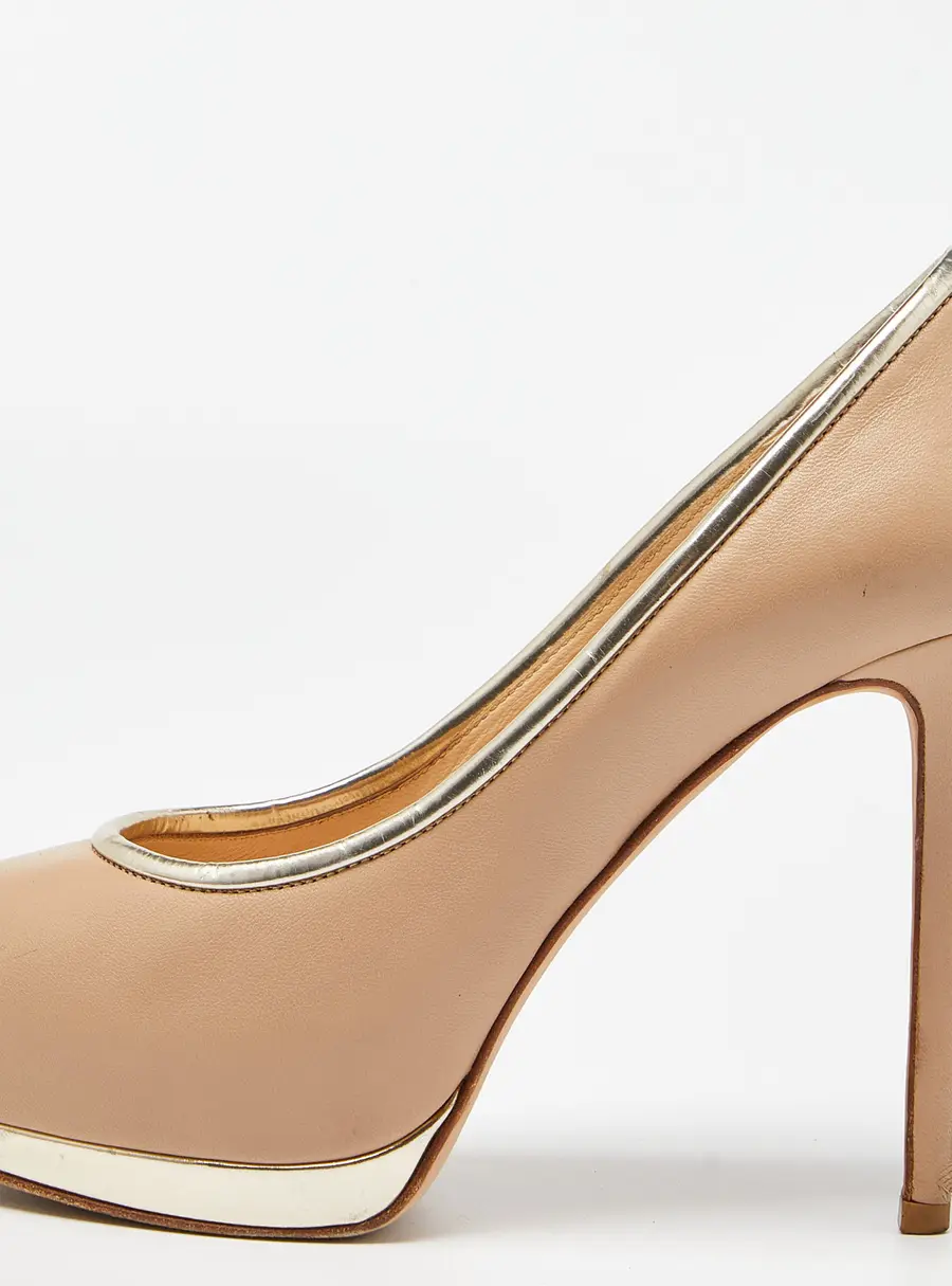 Giuseppe Zanotti Beige Leather Platform Round Toe Pumps Size 36