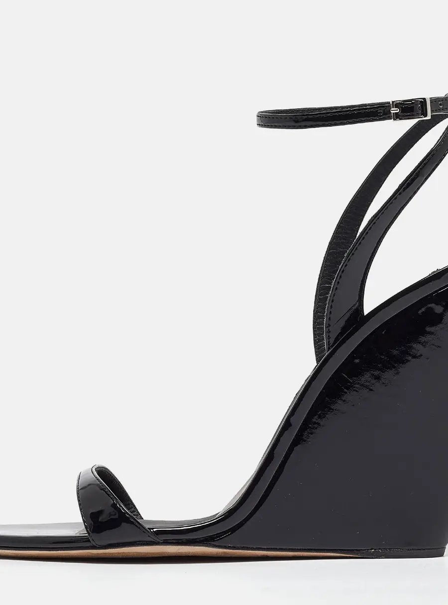 Giuseppe Zanotti Black Patent Leather Ginnyfer Wedge Sandals Size 40