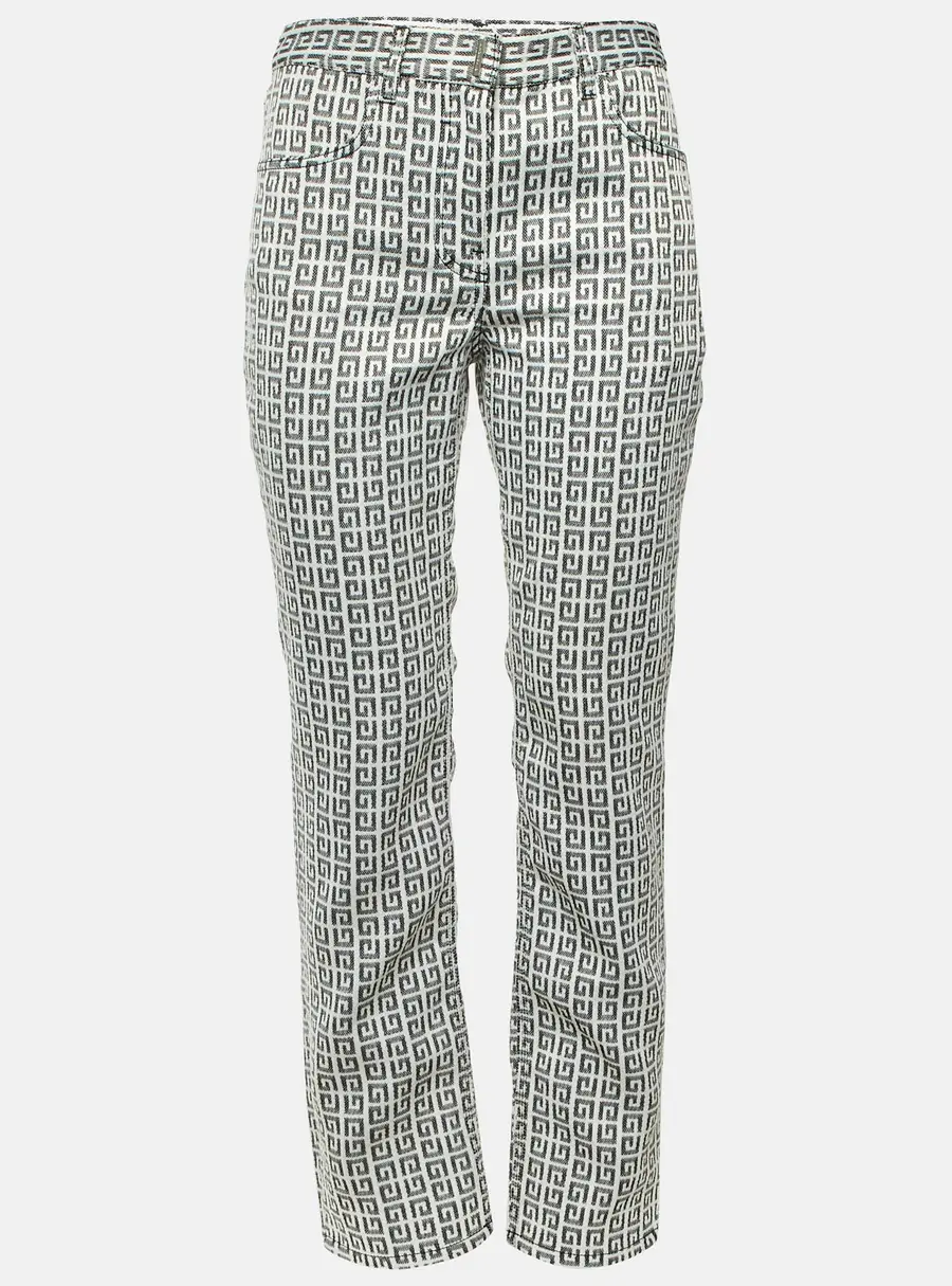 Givenchy Monochrome 4G Motif Jacquard Regular Fit Trousers S/Waist 31"