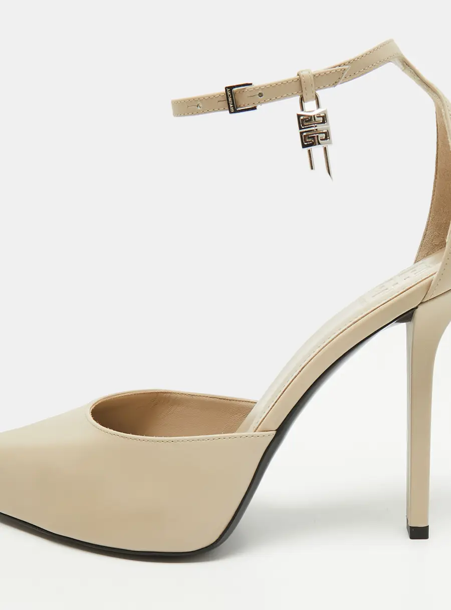 Givenchy Size 40 Beige Leather G Lock Ankle Strap Pumps