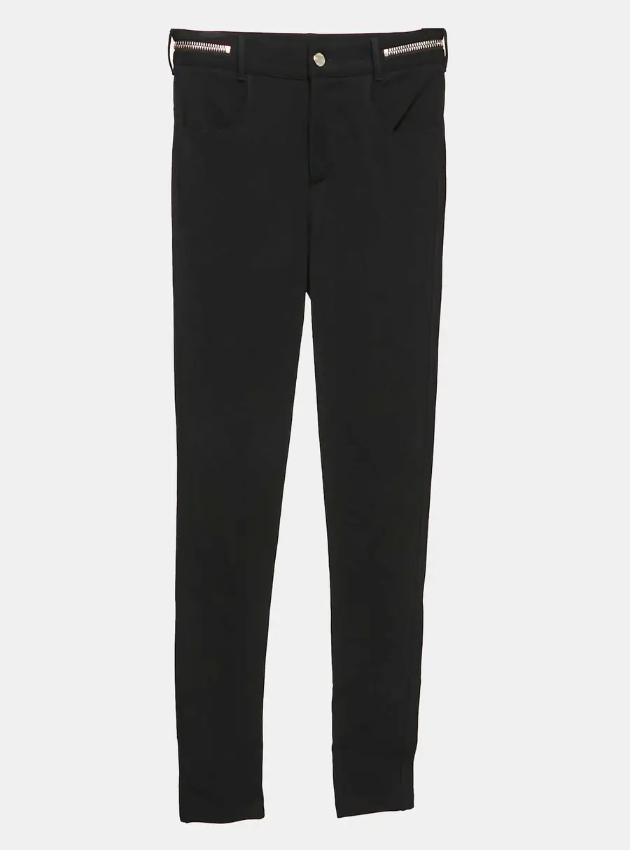 Givenchy Black Stretch Knit Zip Detail Leggings M