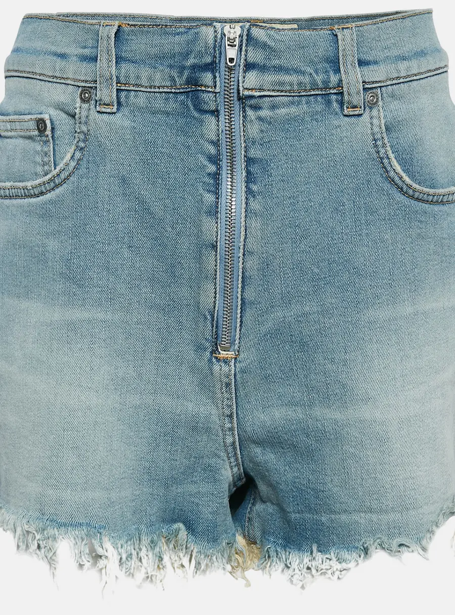 Givenchy Blue Washed Denim Raw Edge Detail Shorts L