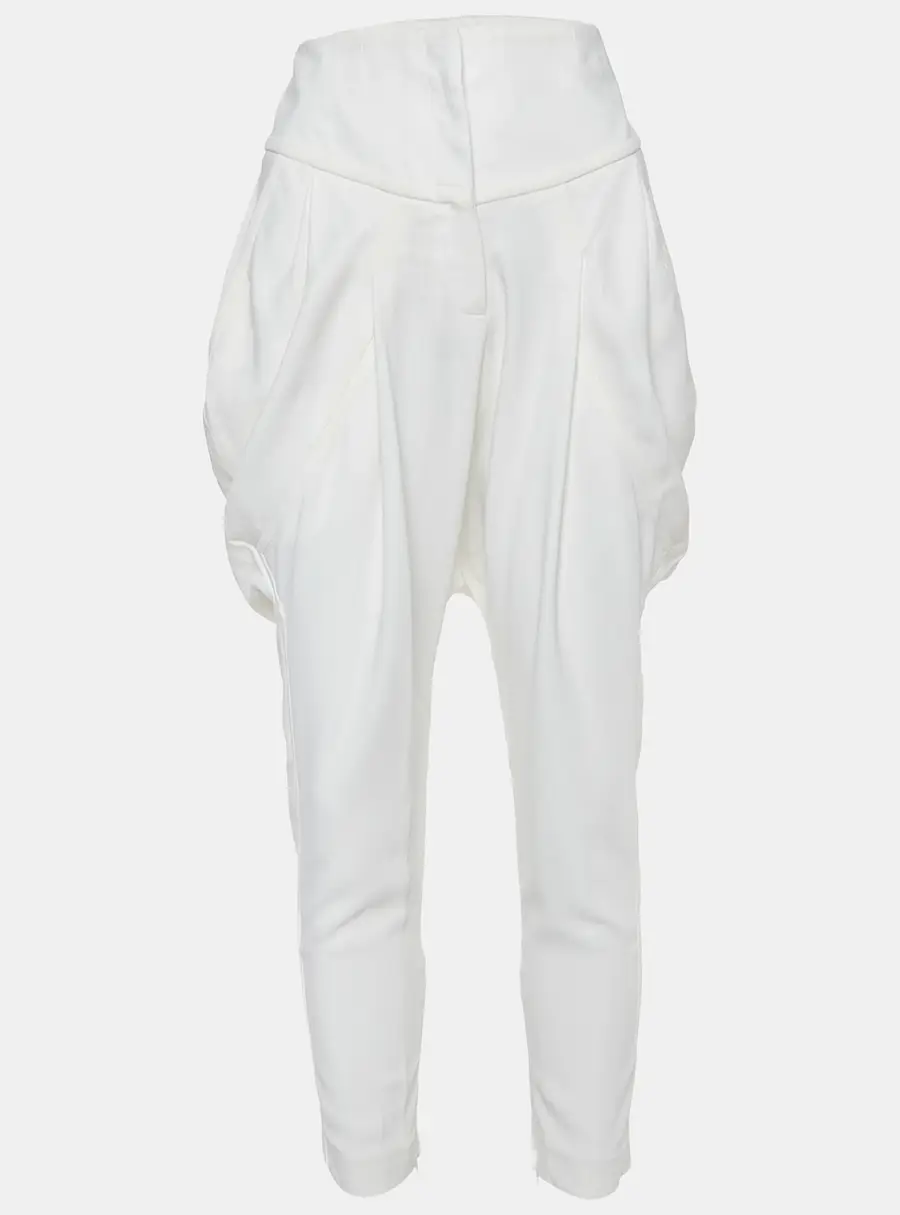 Givenchy Off-White Crepe High Waist Tapered Leg Pants M