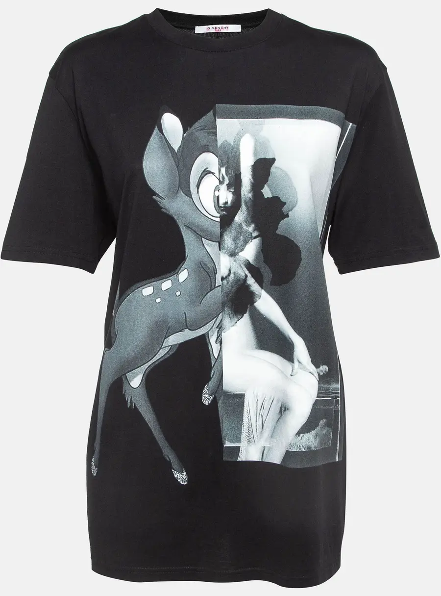 Givenchy Black Bambi Print Cotton Oversized T-Shirt S