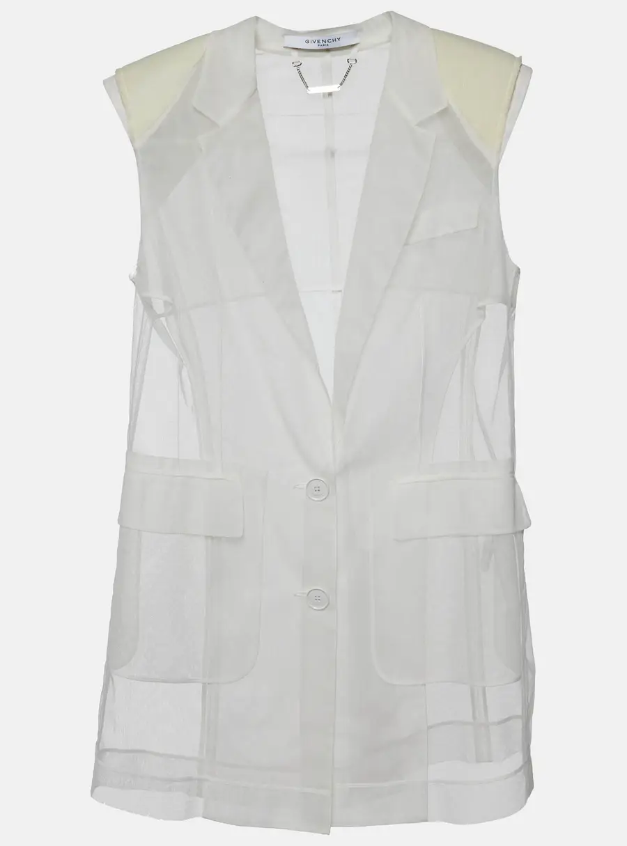 Givenchy White Mesh Sleeveless Jacket S