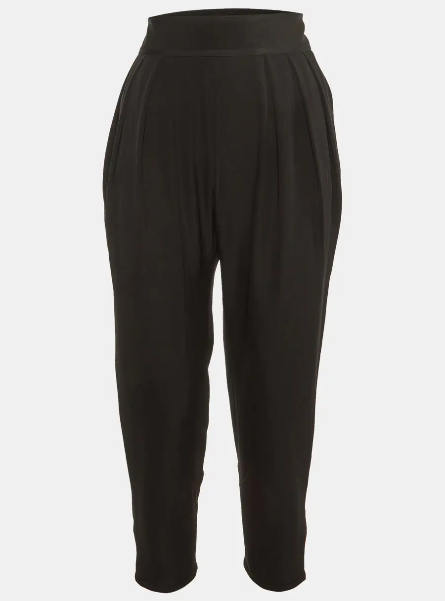 Givenchy Black Wool Pleated Button Hem Detail Pants L