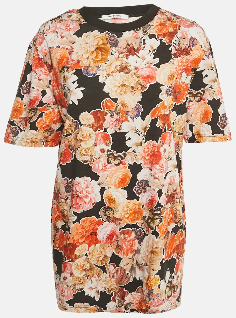 Givenchy Black Floral Print Jersey Crewneck T-Shirt S