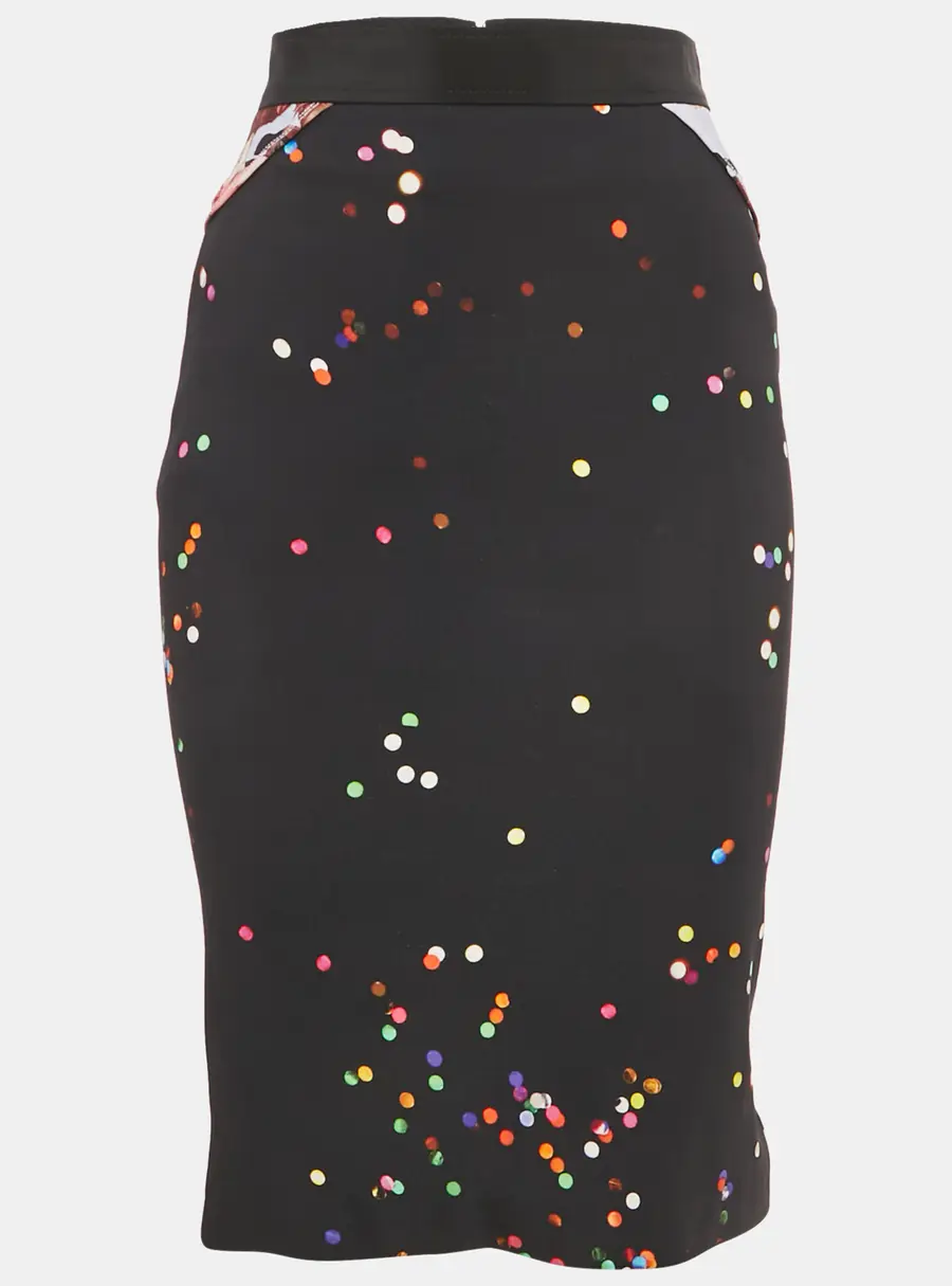 Givenchy Black Print Crepe Midi Skirt S