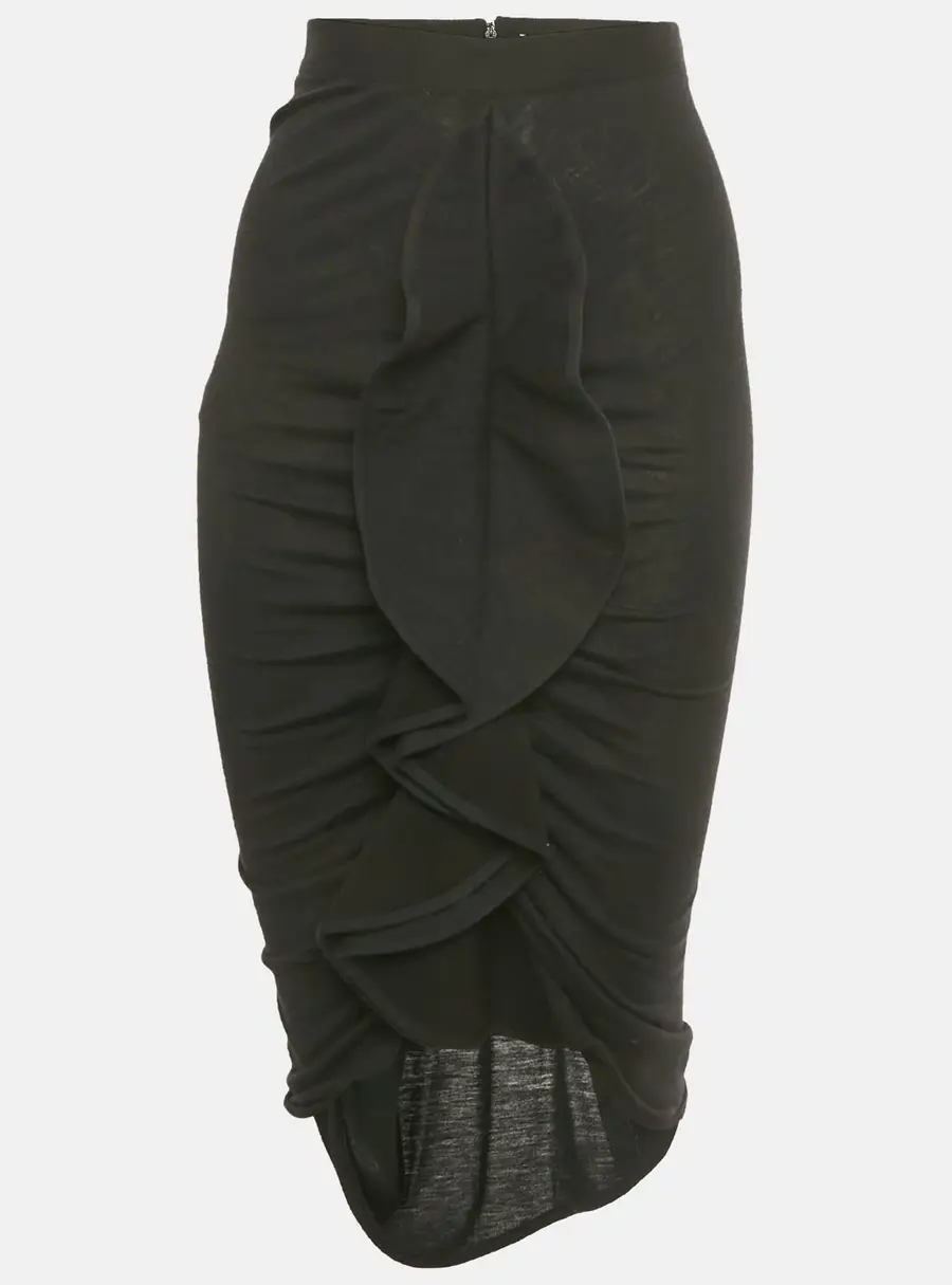 Givenchy Black Knit Ruffled Midi Skirt S