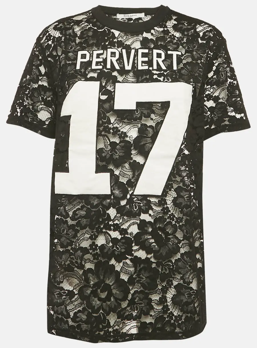 Givenchy Black Sheer Lace Jersey T-Shirt M