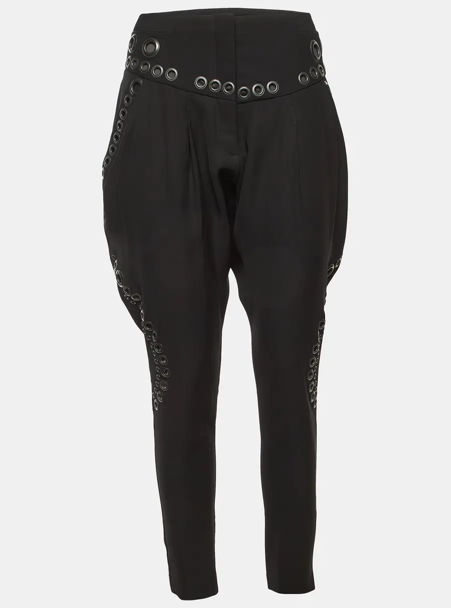 Givenchy Black Crepe Eyelet Detail Trousers M