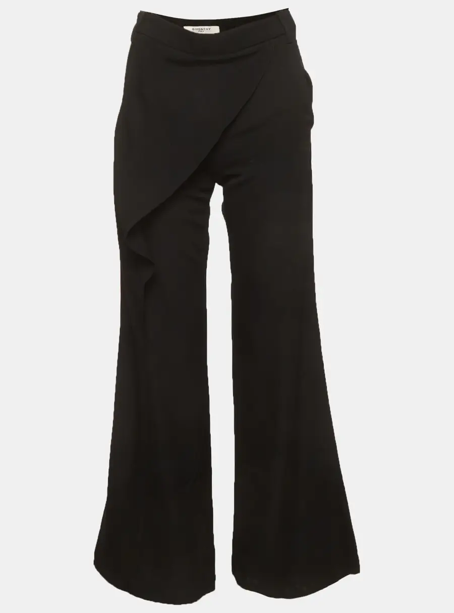 Givenchy Black Wool Flap Detail Trousers S